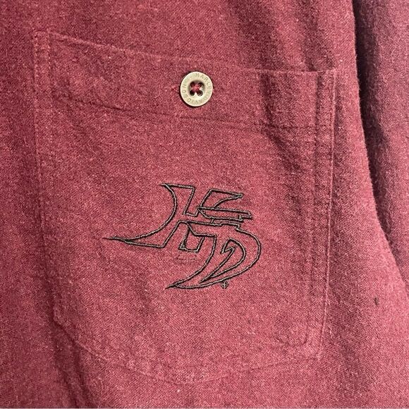 Harley Davidson Long sleeve men’s shirt size Large L Burgundy button down top - Picture 3 of 6